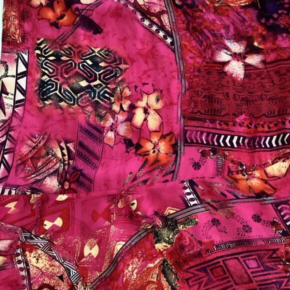 Chicos Whimsical Hawaiian print Silk Floaty A Line Skirt Size 8 - Picture 11 of 13